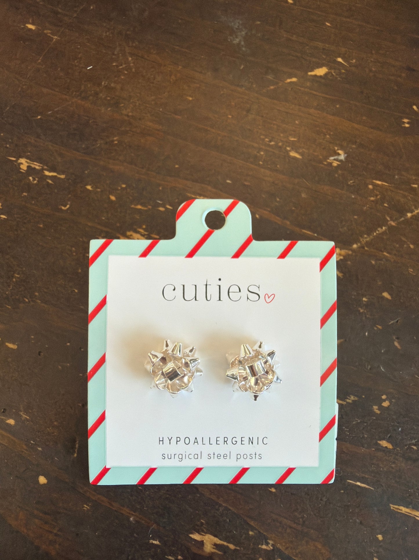 Bright Silver Bow Earrings