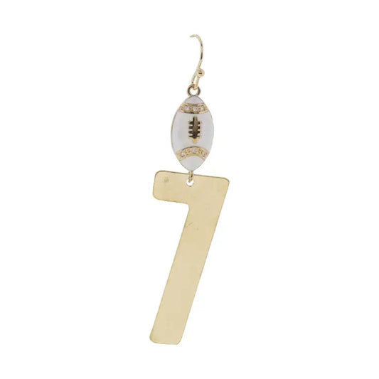 Number 7 Football Earring