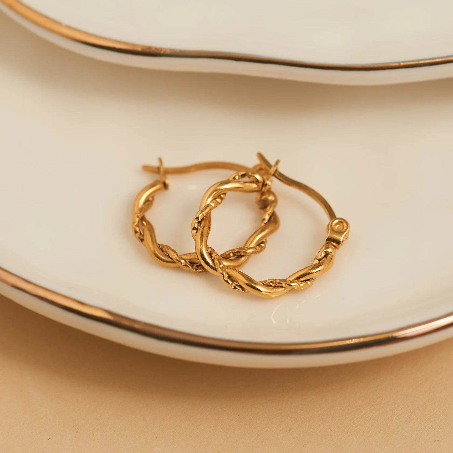 Gold Twisted Hoop Earrings