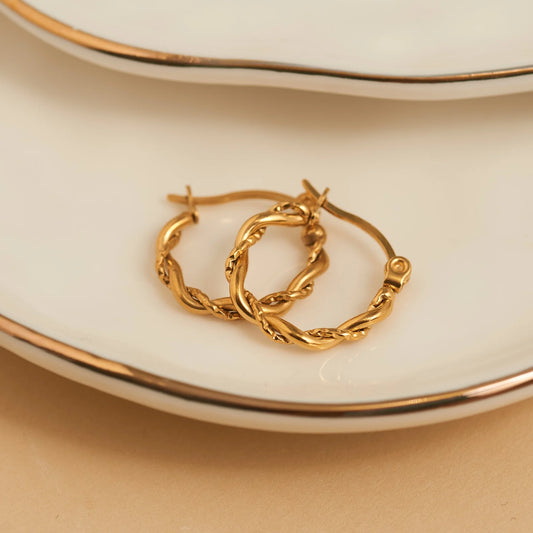 Gold Twisted Hoop Earrings