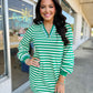 Pop of Color V Neck Striped Long Sleeve Mini Dress