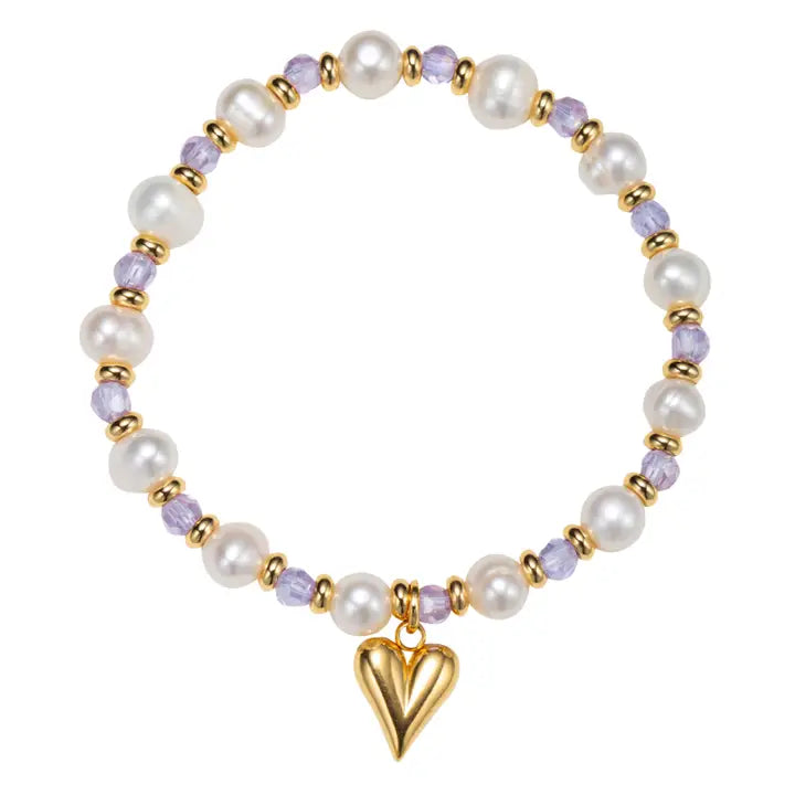 Purple Moonstone Beaded Stretch Braclet