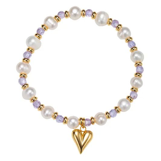 Purple Moonstone Beaded Stretch Braclet