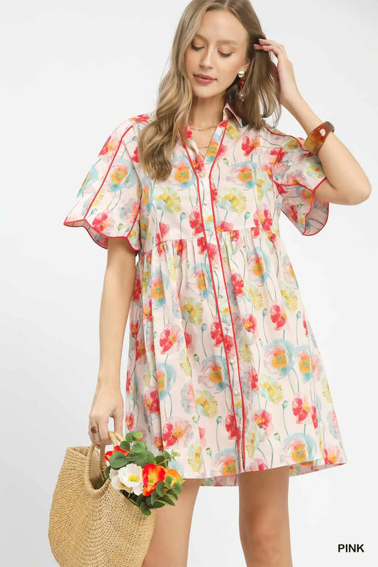 Pink Floral Babydoll Dress