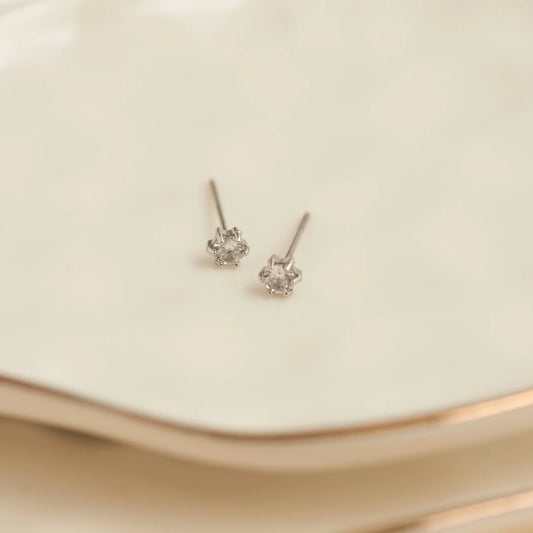 3MM Round Cubic Silver Stud