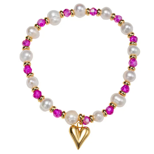 Pink Moonstone Beaded Stretch Braclet