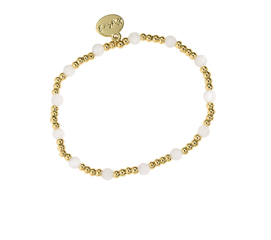 3MM Gold Ball W/ 4MM White Moonstone Gemstone