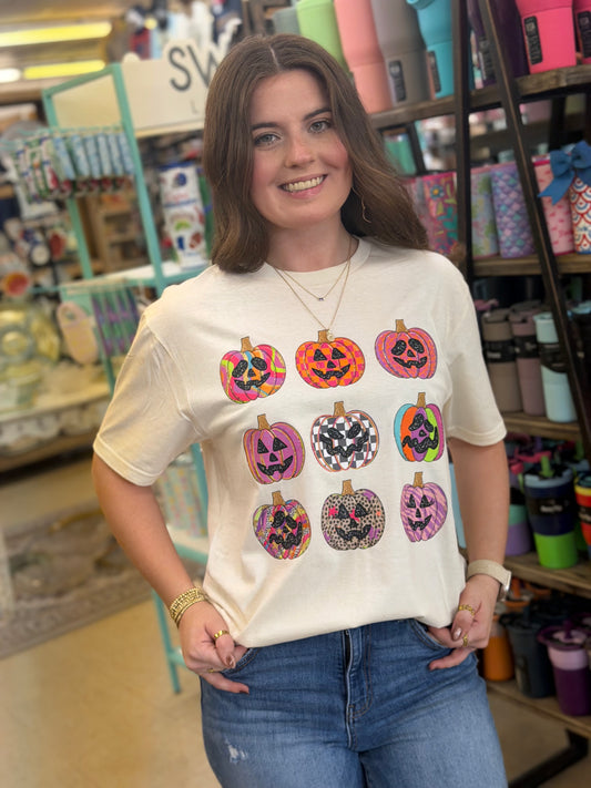 Adult - Preppy Colored Pumpkins Tee