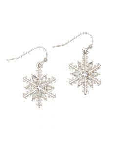 Silver Snowflakes + Crystals Earrings