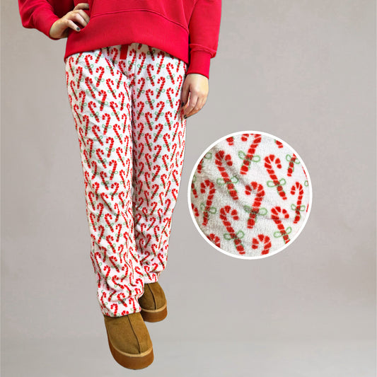 Pink Candy Canes Fleece Lounge Pants