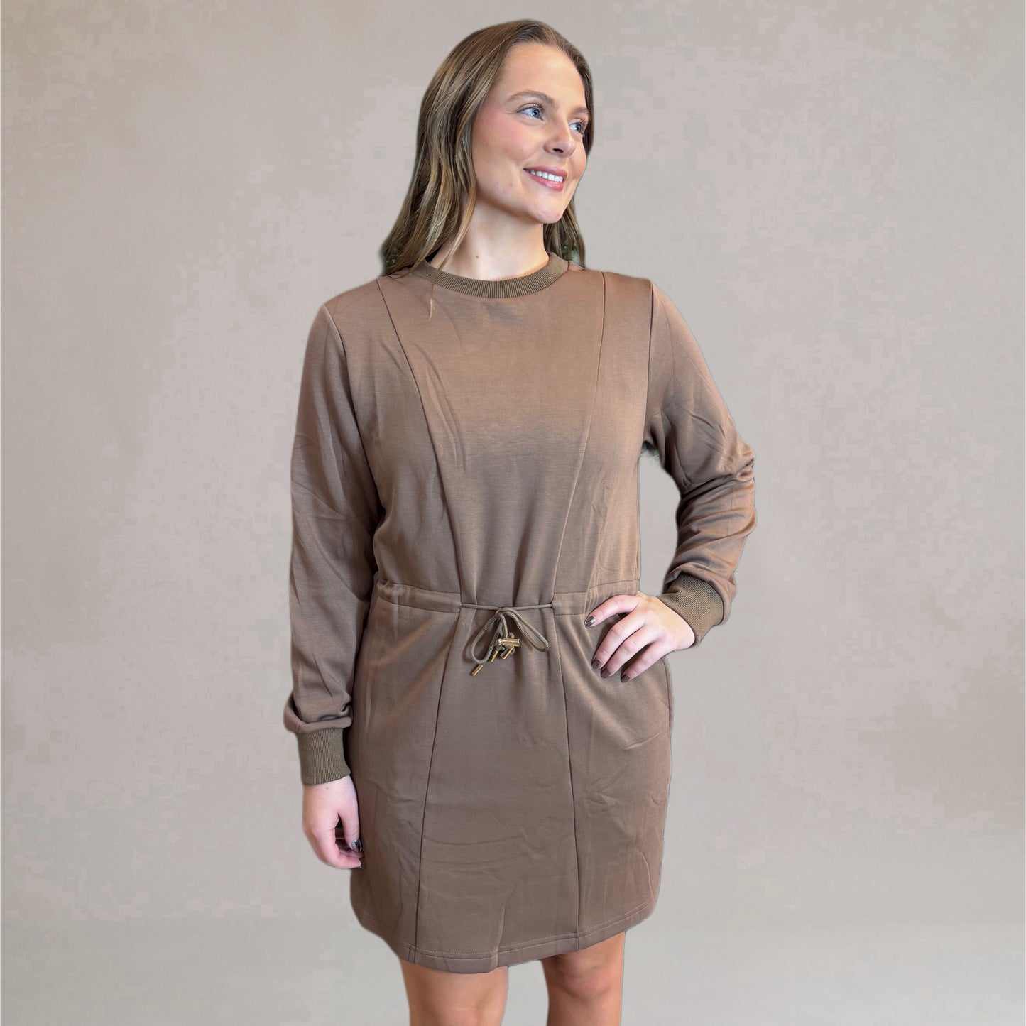 Mocha Butterfly Soft Knit Mini Dress