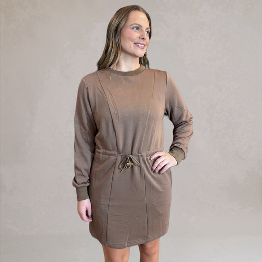 Mocha Butterfly Soft Knit Mini Dress