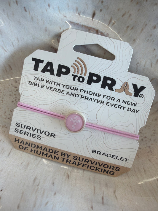 Tap to Pray - Bungee Bracelet - Lotus + Cross