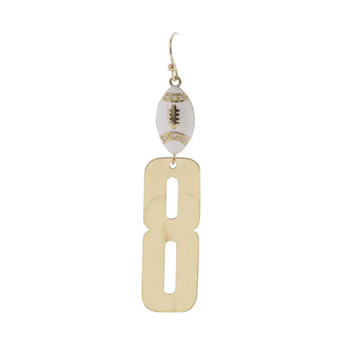 Number 8 Football Earring