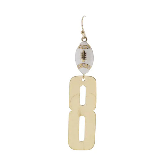 Number 8 Football Earring