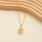 Genuine Stone Pendent W/ Cross Charm Necklace - Soft Pink
