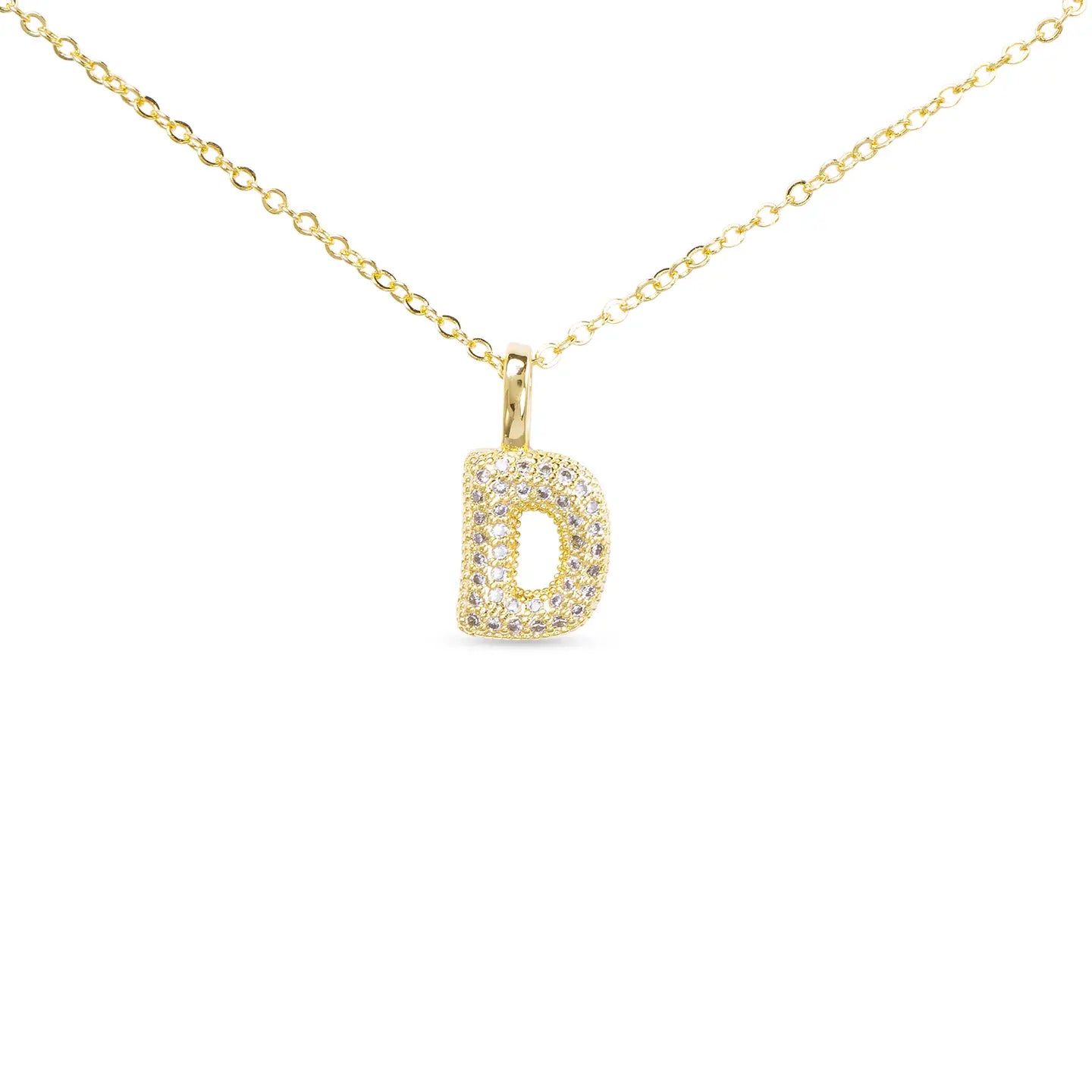 Gold CZ Large - Initial Necklaces