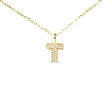 Gold CZ Large - Initial Necklaces