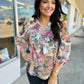 Floral Lace Embroidery Tie Split Neck Long Sleeve Blouse