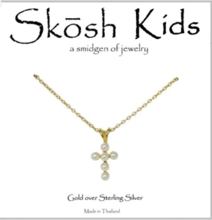 Skosh Kids + Cross with Pearls Necklace