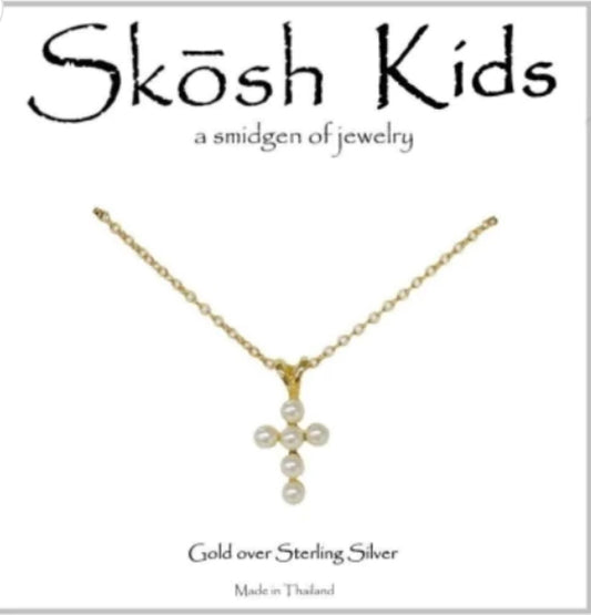 Skosh Kids + Cross with Pearls Necklace