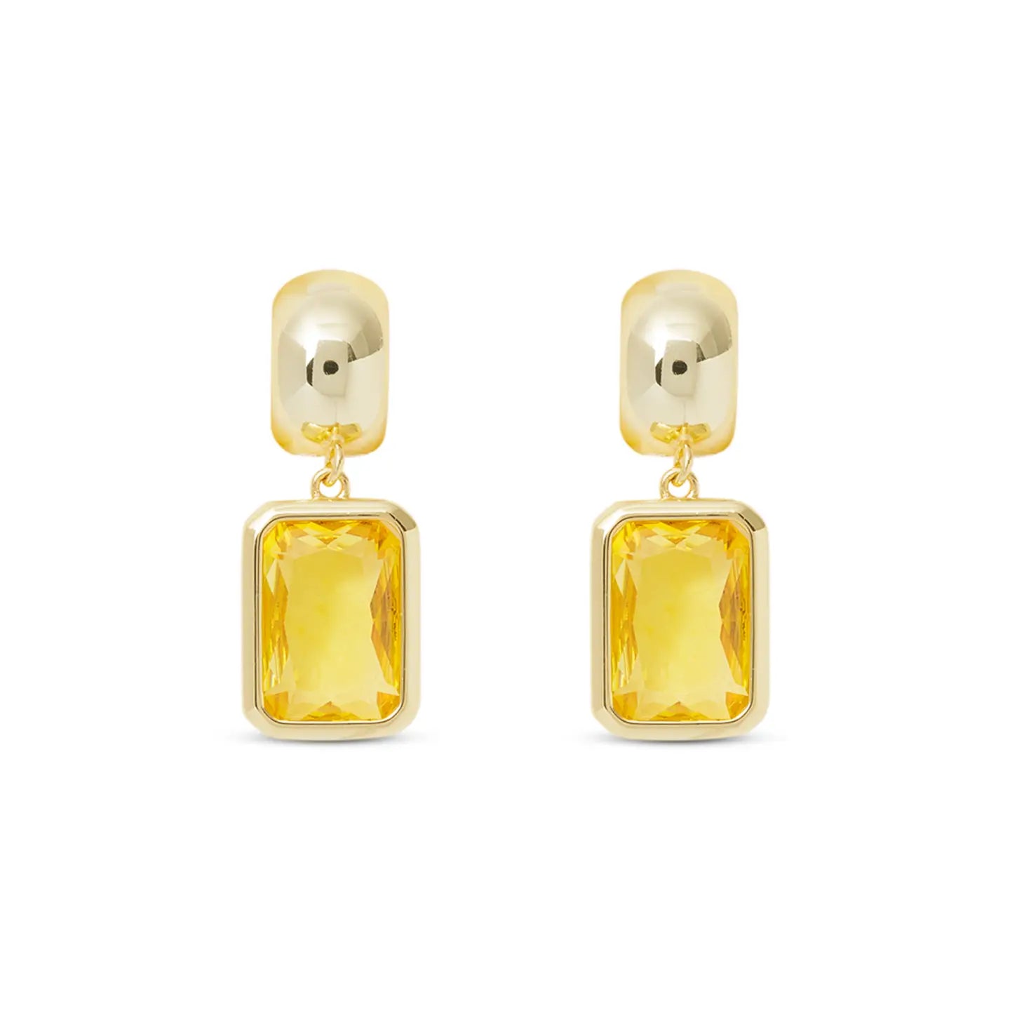 Gold Crystal Topaz Rectangle Earrings