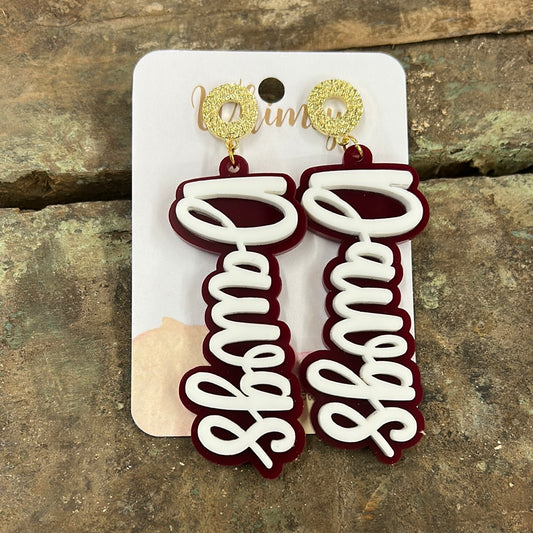 Gold & Maroon Dawgs Earrings