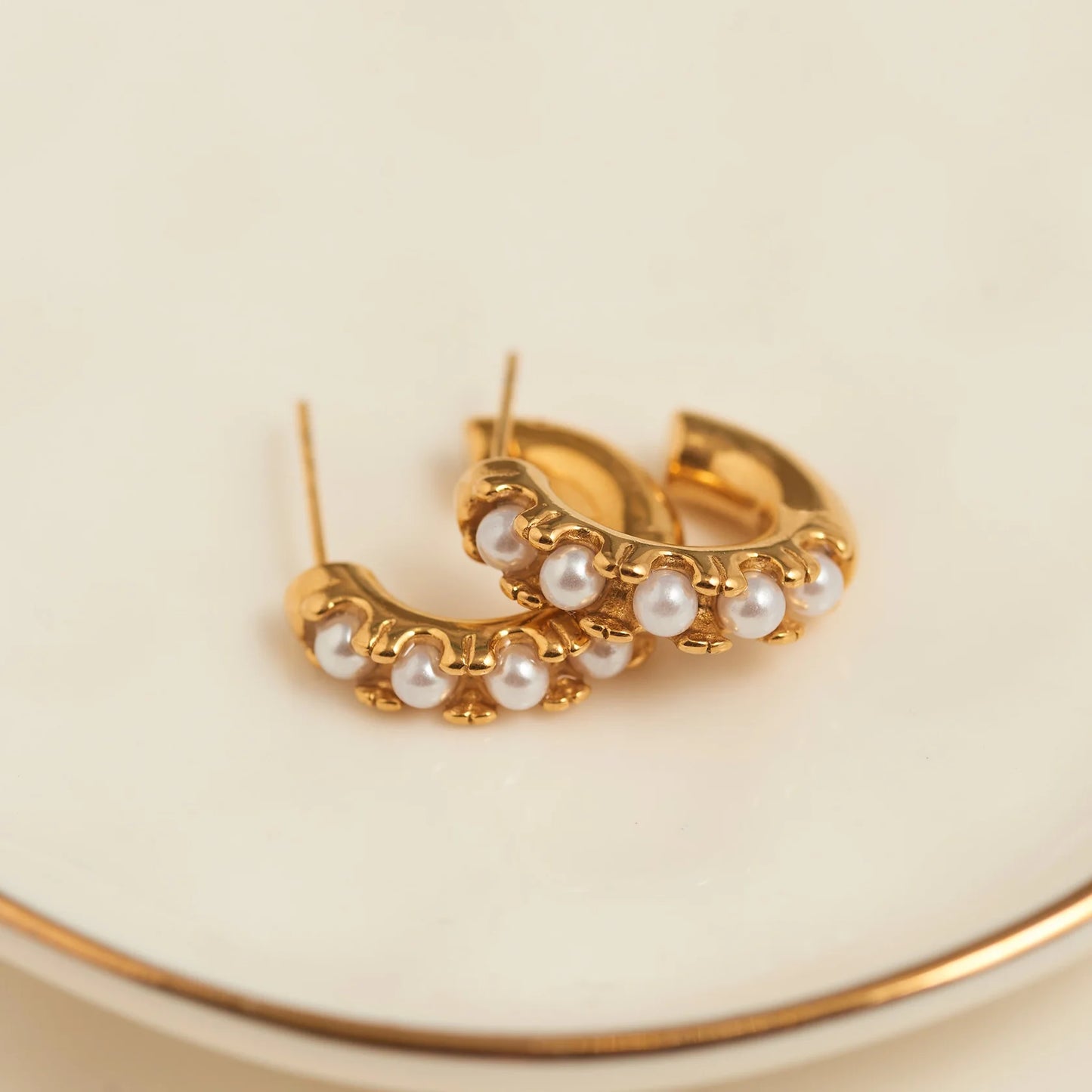 Gold Pearl C Hoop