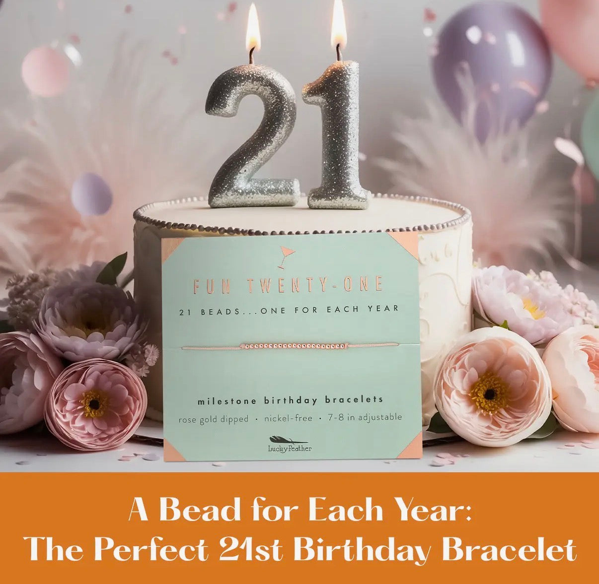 Fun Twenty-One Milestone Birthday Bracelet