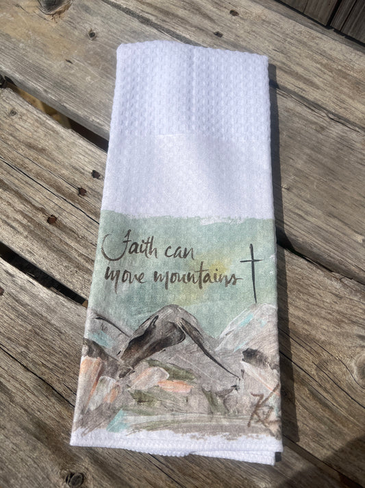 Faith Can Move Mountains Tea Towel