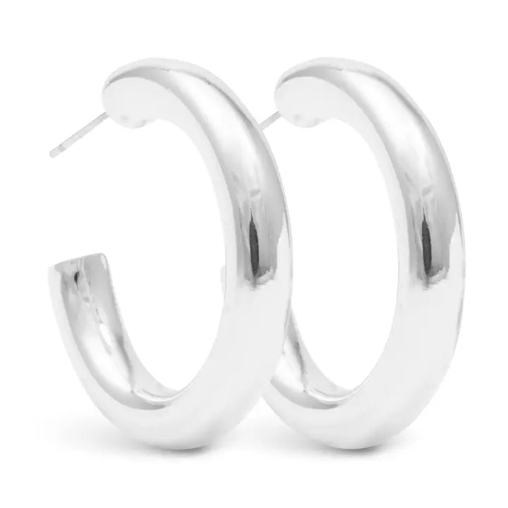 Silver Savannah Polished Hoop