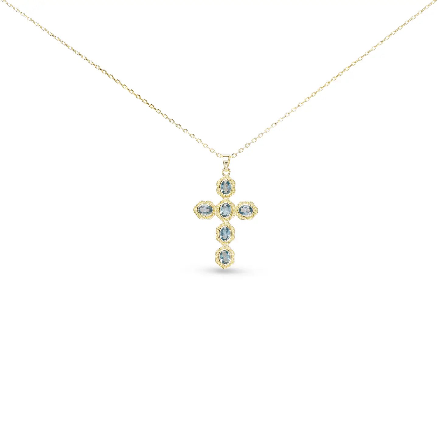 Gold Vintage Blue Cross Necklace