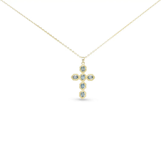 Gold Vintage Blue Cross Necklace