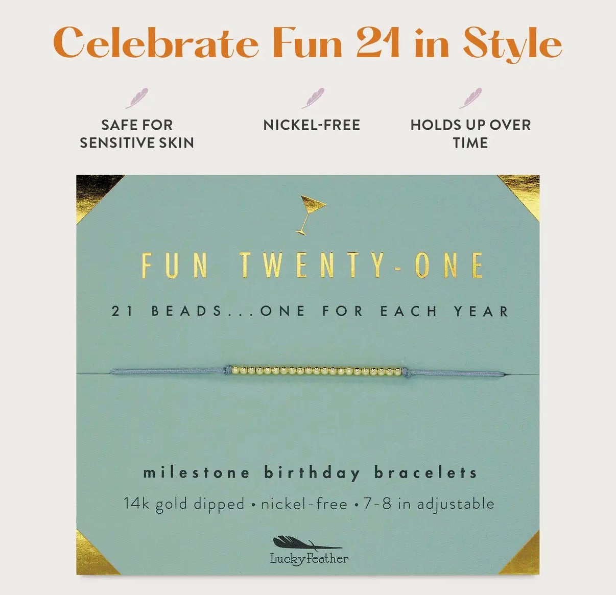 Fun Twenty-One Milestone Birthday Bracelet