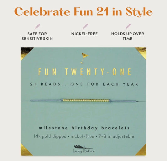 Fun Twenty-One Milestone Birthday Bracelet