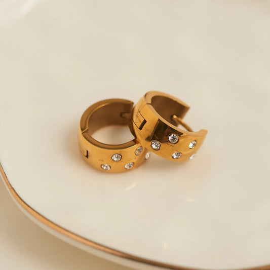 Gold Crystal Inlay Hoop