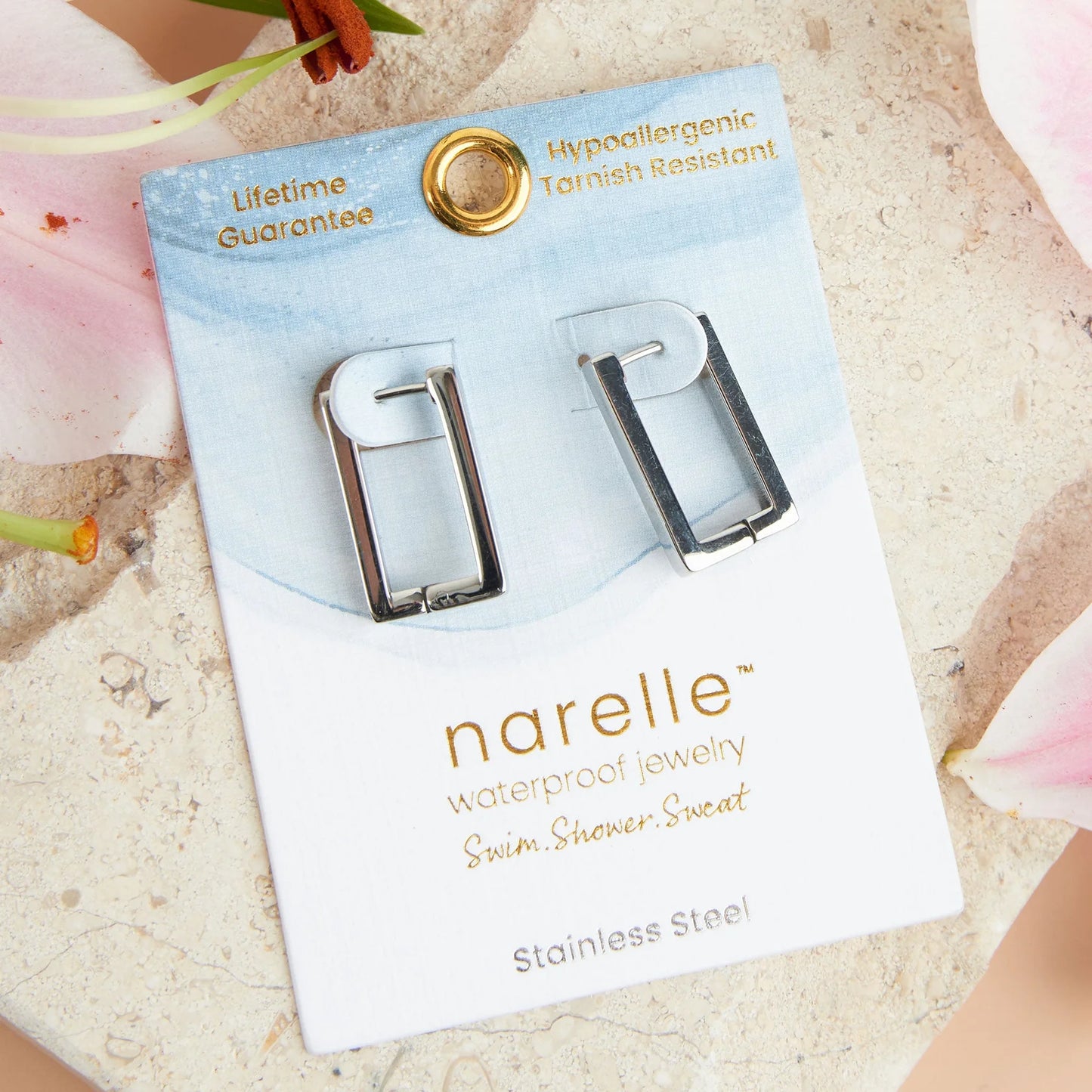 Rectangle Pin Catch Silver Hoop