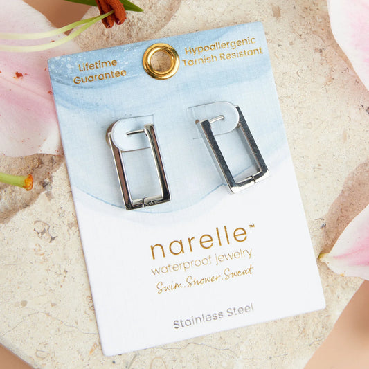 Rectangle Pin Catch Silver Hoop