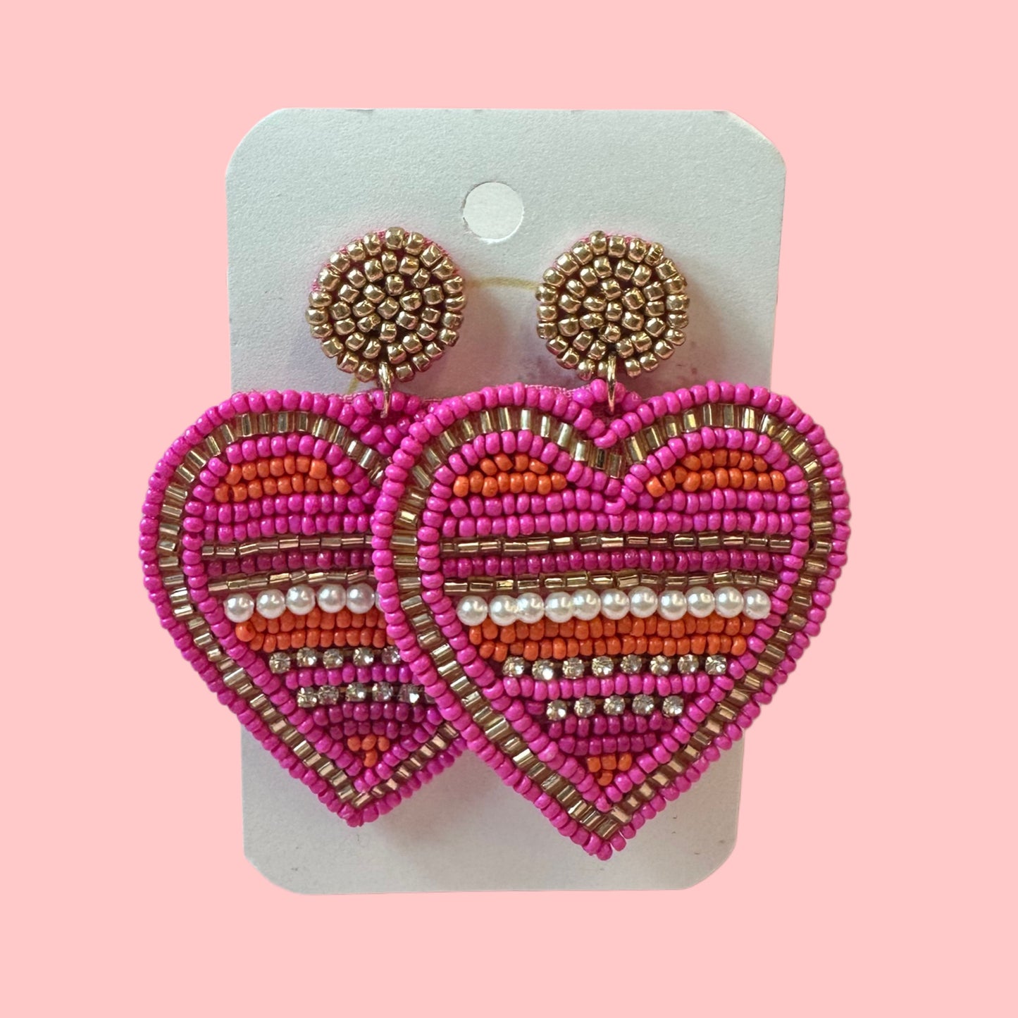 Big Striped Heart Earrings