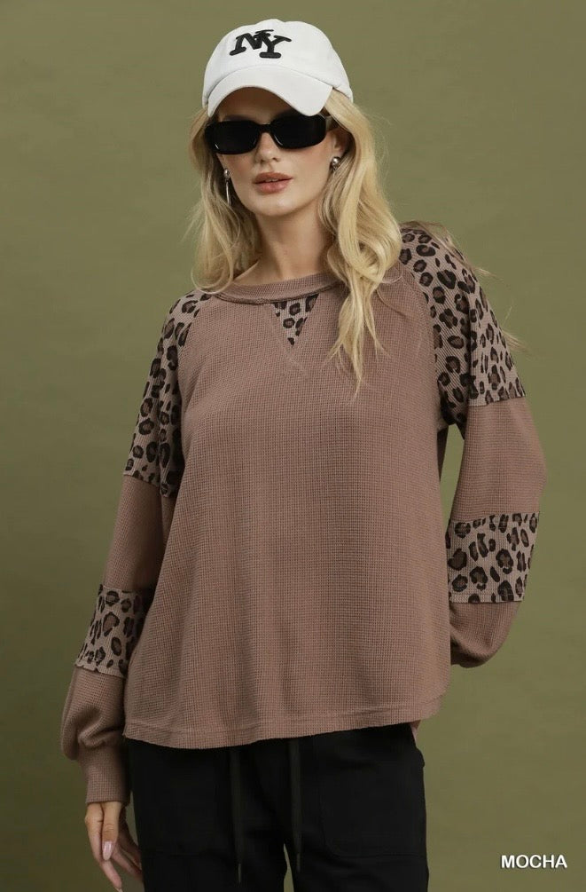 Mocha Leopard Mix Thermal Top