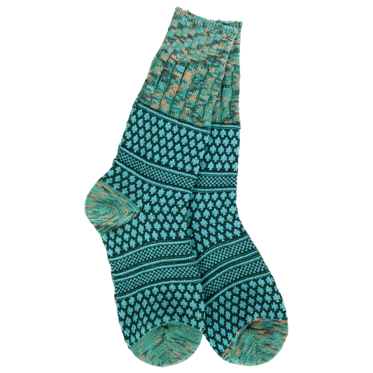 Weekend Gallery Textured Crew Socks + Woodland Multi