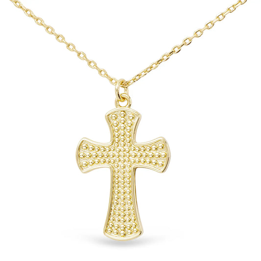 Gold Textured Classic Cross Necklace