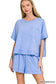 Exposed Seam Boxy Top & Short Set - Cornflower Blue