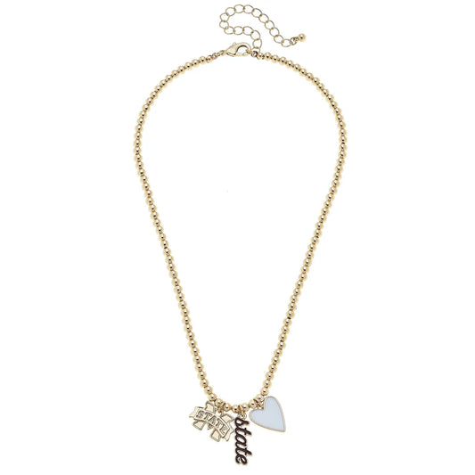 Mississippi State Bulldogs Ball Bead Charm Necklace