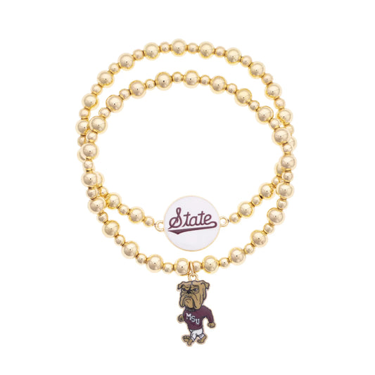 Mississippi State Bulldogs Ball Bead Bracelet