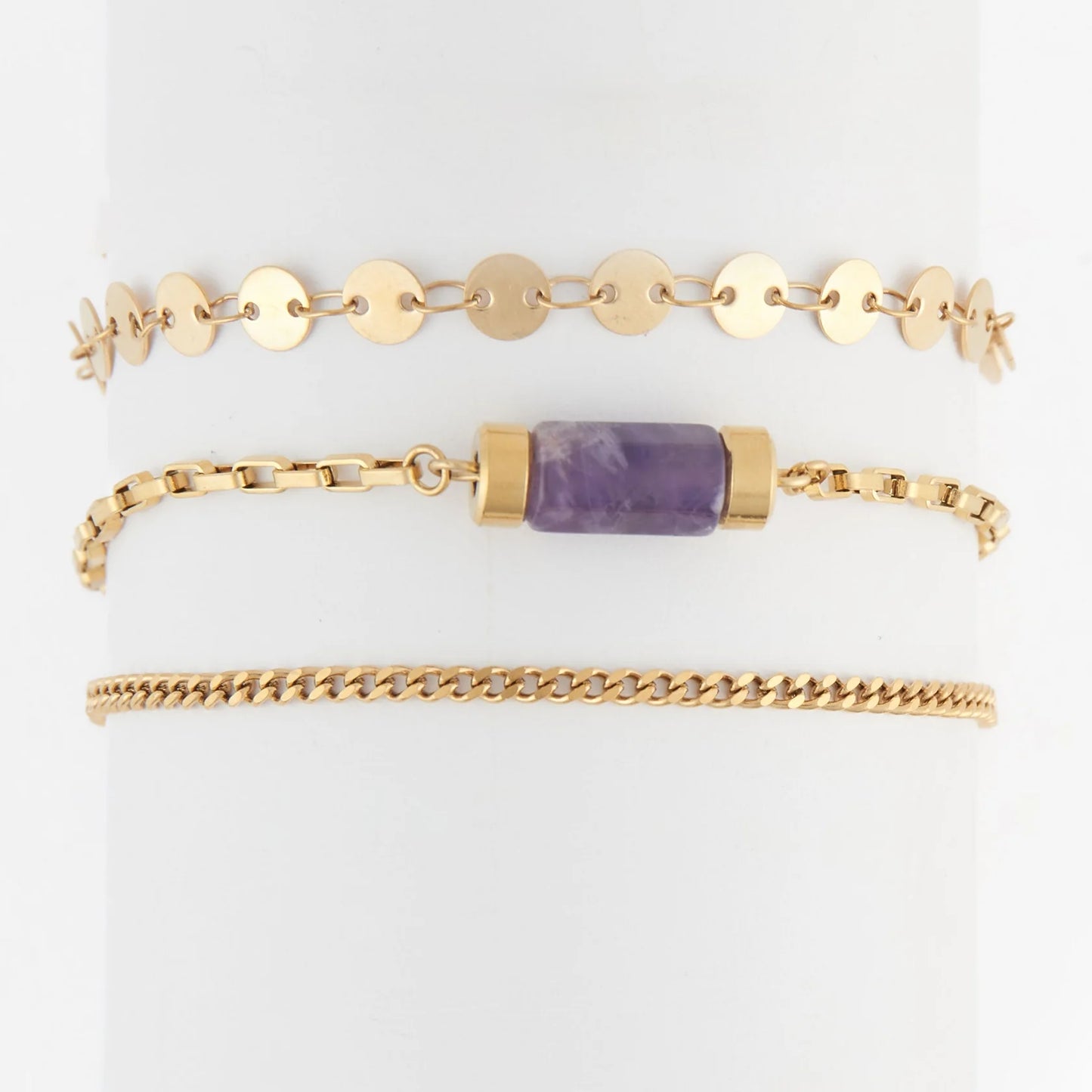 Gold Genuine Stone Bracelet Set