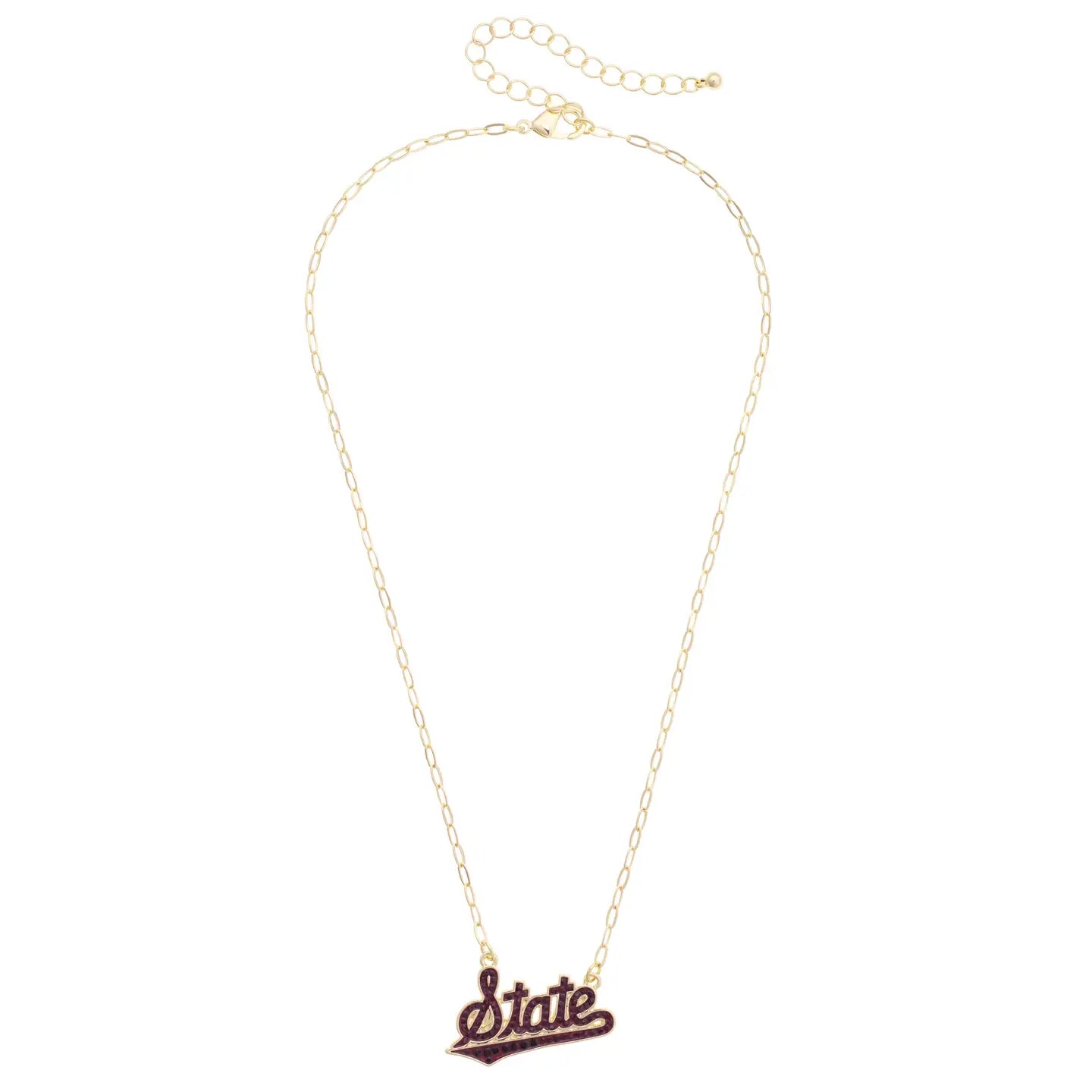 Mississippi State Bulldogs Pave Outline Necklace