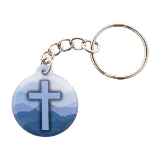 Acrylic Keychain - Blue Mountains + Cross