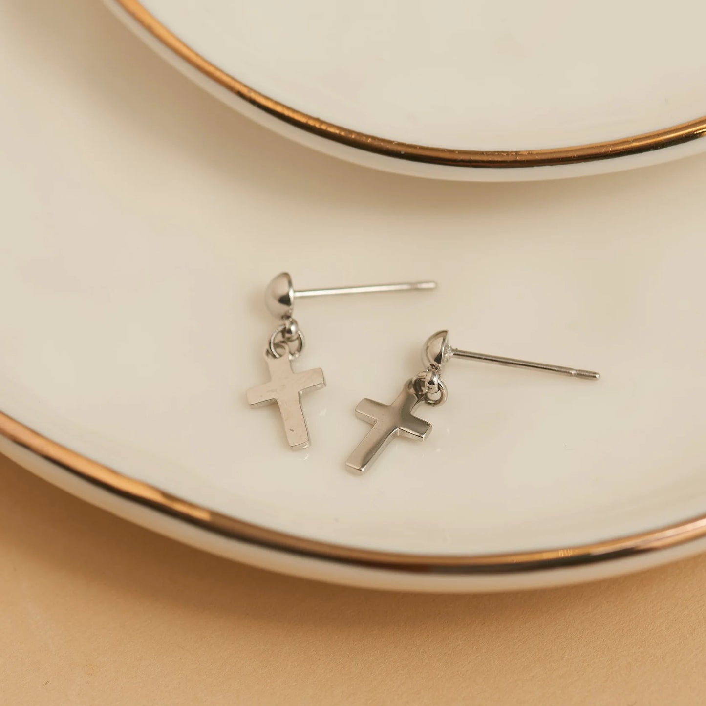 Dangle Cross Silver Earring