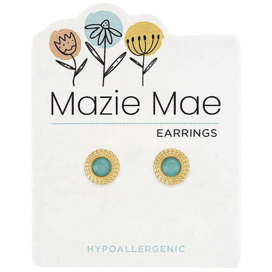 Gold Braided Pacific Opal Stud Earring